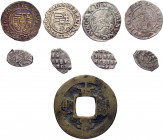 WORLD, Hungary, Korea & Russia. 16th-18th centuries. (Mixed metals, 7.14 g). A lot of Nine (9) miscellaneous world coins. Includes Hungarian denars (4...