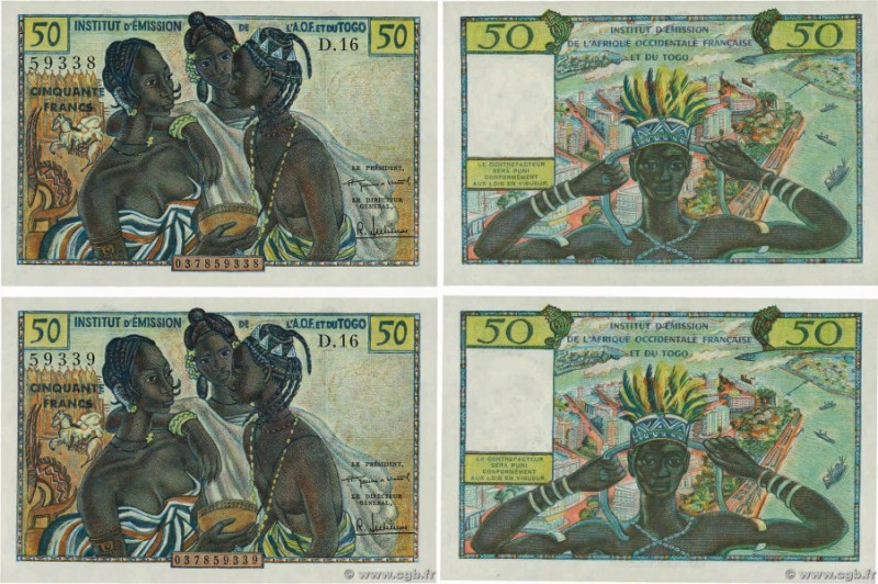 Country : FRENCH WEST AFRICA (1895-1958) 
Face Value : 50 Francs Consécutifs 
Da...