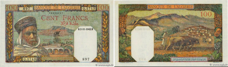 Country : ALGERIA 
Face Value : 100 Francs  
Date : 02 novembre 1942 
Period/Pro...