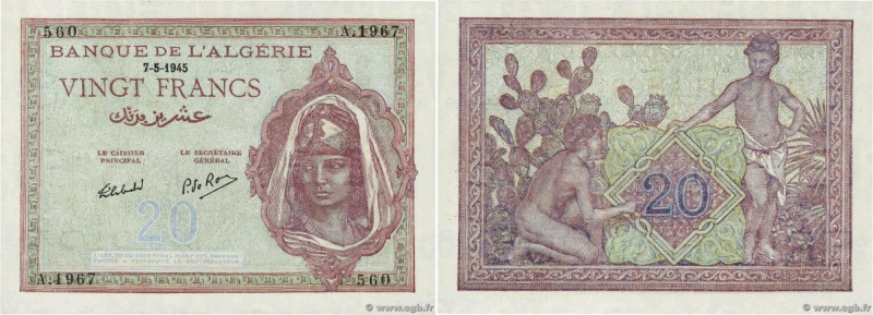 Country : ALGERIA 
Face Value : 20 Francs  
Date : 07 mai 1945 
Period/Province/...