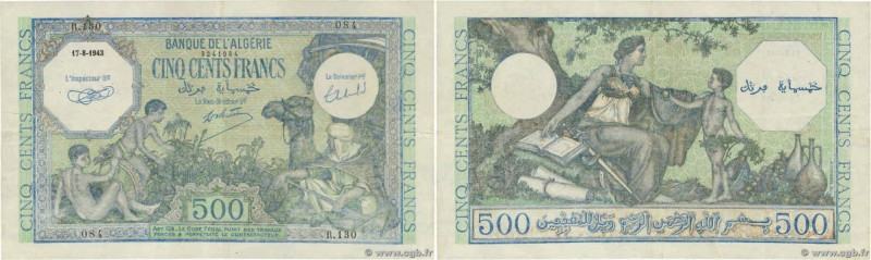 Country : ALGERIA 
Face Value : 500 Francs  
Date : 17 août 1943 
Period/Provinc...