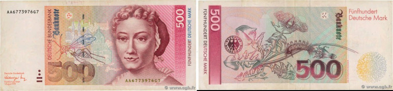 Country : GERMAN FEDERAL REPUBLIC 
Face Value : 500 Deutsche Mark  
Date : 01 ao...