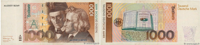 Country : GERMAN FEDERAL REPUBLIC 
Face Value : 1000 Deutsche Mark  
Date : 01 a...