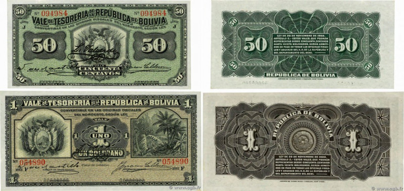 Country : BOLIVIA 
Face Value : 50 Centavos et 1 Boliviano  
Date : 29 novembre ...