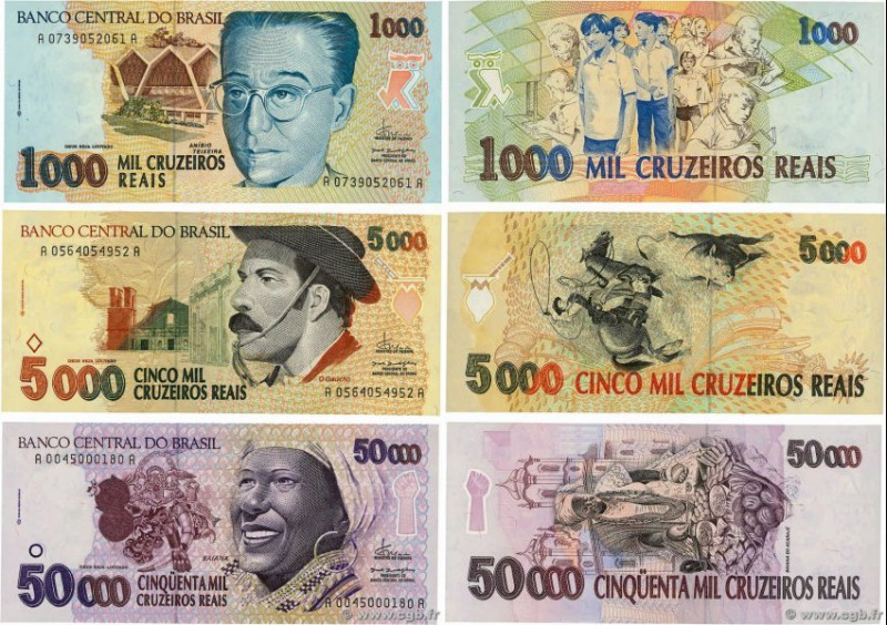 Country : BRAZIL 
Face Value : 1000 au 50000 Cruzeiros Reais Lot 
Date : (1993-1...