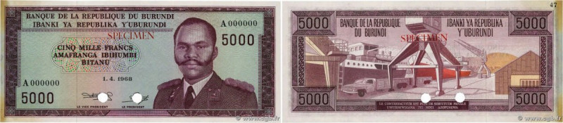 Country : BURUNDI 
Face Value : 5000 Francs Essai 
Date : 01 avril 1968 
Period/...