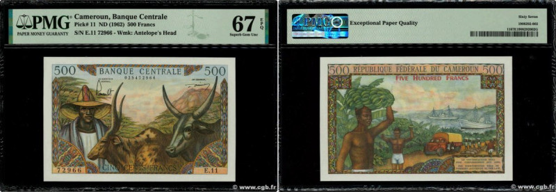 Country : CAMEROON 
Face Value : 500 Francs  
Date : (1962) 
Period/Province/Ban...