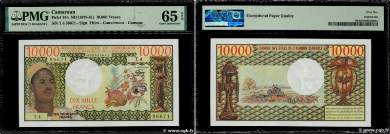 Country : CAMEROON 
Face Value : 10000 Francs  
Date : (1974) 
Period/Province/B...