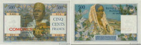 Country : COMOROS 
Face Value : 500 Francs  
Date : (1963) 
Period/Province/Bank : Banque de Madagascar et des Comores 
Catalogue reference : P.4b 
Al...