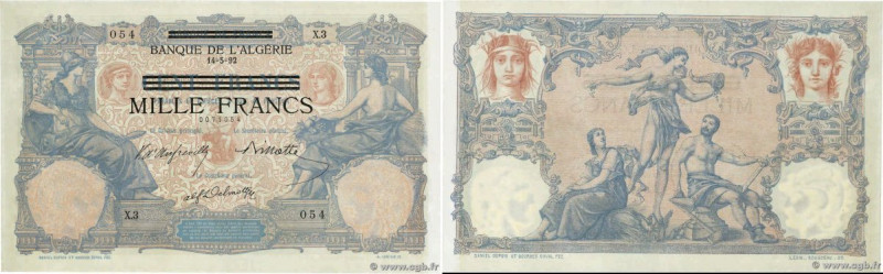 Country : TUNISIA 
Face Value : 1000 Francs sur 100 Francs Non émis 
Date : (194...