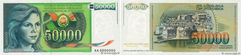 Country : YUGOSLAVIA 
Face Value : 50000 Dinara Spécimen 
Date : 01 mai 1988 
Pe...