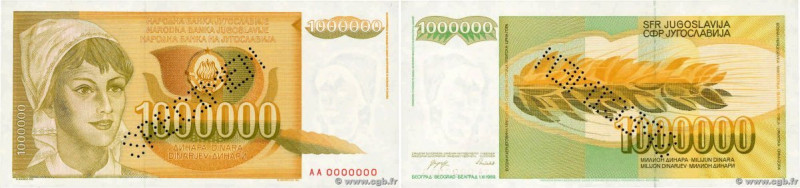 Country : YUGOSLAVIA 
Face Value : 1000000 Dinara Spécimen 
Date : 01 novembre 1...