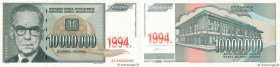 Country : YUGOSLAVIA 
Face Value : 10000000 Dinara Spécimen 
Date : 1994 
Period/Province/Bank : Banque Nationale 
Catalogue reference : P.144s 
Alpha...