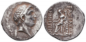 SELEUKID KINGS OF SYRIA. Demetrios I Soter, 162-150 BC. Tetradrachm, Soloi Circa 155-150 Obv: Diademed head of Demetrios I to right, within wreath. 
...