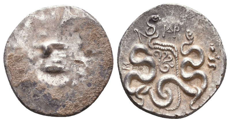LYDIA. Sardes. Ca. 166-128 BC. AR cistophorus. Ca. 150-135 BC. Serpent emerging ...