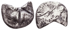 Archaic. Circa 525-475 BC. Cut AR Fragment..

Weight: 8,64 gr
Diameter: 17 mm