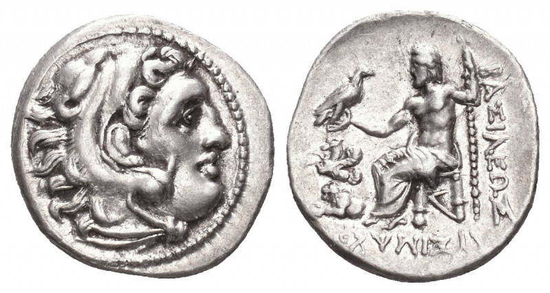 KINGS of THRACE, Macedonian. Lysimachos. 305-281 BC. AR Drachm . In the types of...