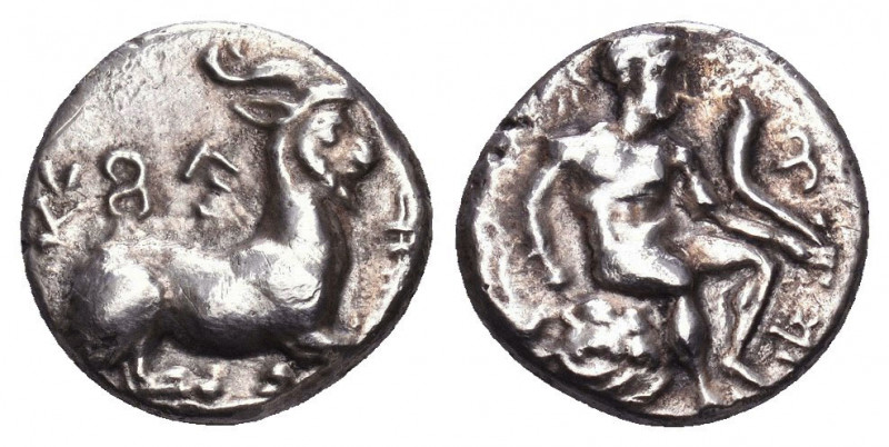 Cyprus, Salamis AR Tetrobol. Evagoras I, circa 411-374 BC. Herakles seated right...