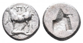 THRACE, Byzantion. Circa 387/6-340 BC. AR Half Siglos.

Weight: 2,51 gr
Diameter: 13 mm