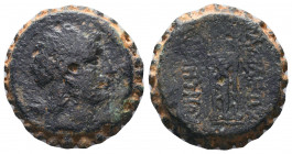Seleukid Kingdom. Demetrios I Soter. 162-150 B.C. Æ. Antioch on the Orontes..

Weight: 16,21 gr
Diameter: 25 mm