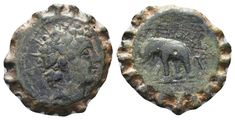 Seleukid Kings, Antiochos VI (144-142 BC). Serrate Æ. Antioch on the Orontes..
...