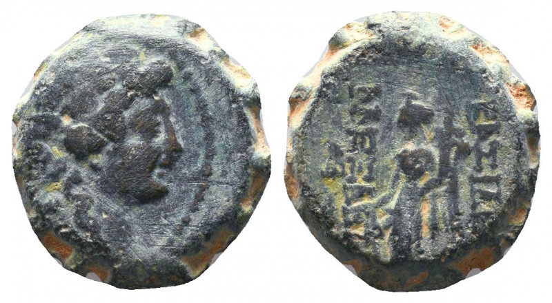 Seleukid Empire, Ale.ander II Zabinas Serrate Æ . Apamea on-the-Orontes (?), 128...