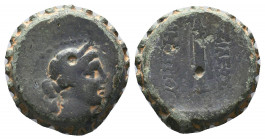 Seleukid Kings, Demetrios I (162-150 BC). Serrate Æ. Antioch..

Weight: 7,89 gr
Diameter: 20 mm