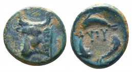 Greek Coins Byzantion. 2nd - 1st Century. B.C..

Weight: 2,25 gr
Diameter: 13 mm