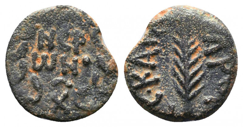 Judaea, The Jewish War. Æ Prutah, 66-70 CE..

Weight: 2,28 gr
Diameter: 16 mm...