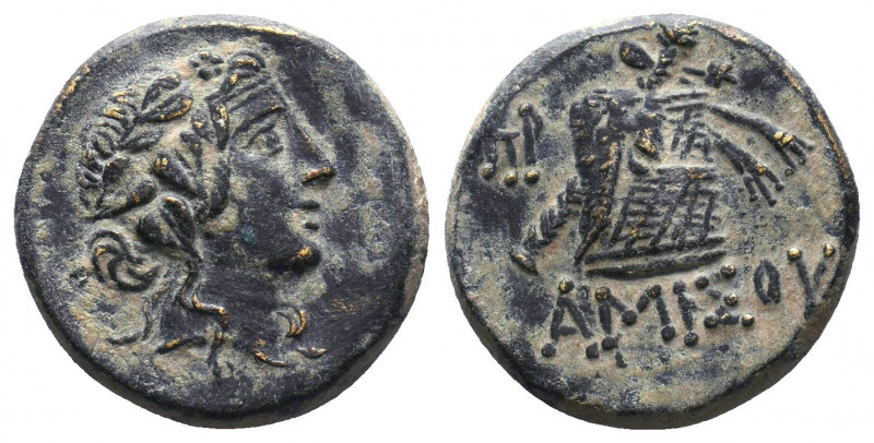 PONTOS. Amisos. Ae (85-65 BC). Mithridatic War issue.
Obv: Head of Dionysos rig...