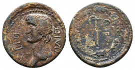 Divus Julius Caesar. 27 BC-AD 14. Æ
Obverse: DIVO IVLIO; bare head of Divus Julius, l.
Reverse: C I F; plough in wreath
Reference: Rec 74 Specimens...