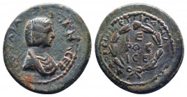 CILICIA, Anazarbus. Julia Domna. Augusta, AD 193-217. Æ Trihemiassaria(?). Dated CY 213 (AD 194/5). Draped bust right / Legend in three lines within l...
