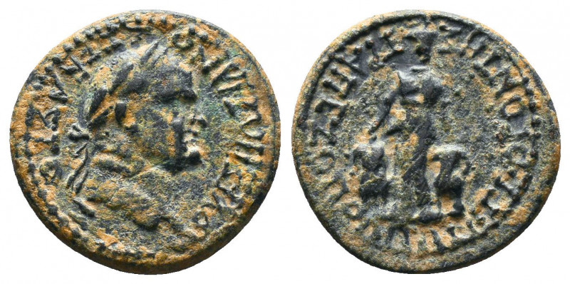 CARIA. Trapezopolis. Vespasian (69-79). Ae. Klaudios Orontes, mgistrate.
Obv: O...