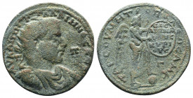 Gallienus (253-268). Cilicia, Tarsus. Æ. Radiate, draped and cuirassed bust r., viewed from the front; Π-Π across field. R/ Nike standing r., foot on ...