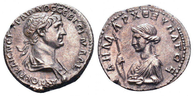 CAPPADOCIA, Caesarea. Trajan. AD 98-117. AR Drachm. Dated Cos. 6 (AD 112-117). L...