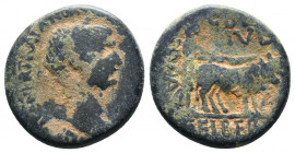 Trajan Æ of Berytus, Phoenicia. AD 98-102. Laureate head right / City founder plowing right with o. and cow. Sawaya 664 (D124/R272); SNG Copenhagen 96...