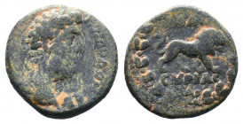 Cyrrhestica. Hieropolis. Commodus AD 180-192. Struck AD 191-192
Λ ΑΙ ΑV[ΡΗΛΙΟΝ ΚΟ]-Μ[Ο]ΔΟΝ [ϹЄΒ], laureate head of Commodus, right / ΘЄΑϹ ϹΥΡΙΑϹ Α, l...