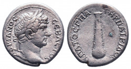 Hadrianus (117-138 AD). AR Didrachm, Caesarea, Cappadocia.
Obv. AΔPIANOC CEBACTOC, Laureate head right.
Rev: YΠATOC Γ ΠATHP ΠATPIΔOC, Club, on left,...