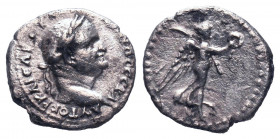 Vespasian AR Hemidrachm of Caesarea, Cappadocia. AD 69-79. [AYTO]KP KAICAP [OYECΠA]CIANOC CEBA, laureate head right / Nike advancing right, holding wr...