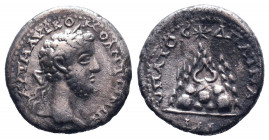 CAPPADOCIA, Caesaraea-Eusebia. Commodus. As Caesar, AD 166-177. AR Didrachm Struck AD 175-176. Bare-headed, draped and cuirassed bust right, seen from...