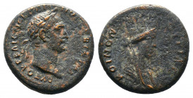 SELEUCIS & PIERIA. Koinon. Trajan (98-117). Ae. Struck in Rome for use in Syria.
Obv: ΑΥΤΟΚΡ ΚΑΙϹ ΝΕΡ ΤΡΑΙΑΝΟϹ ϹΕΒ ΓΕΡΜ.
Laureate head right.
Rev: ...