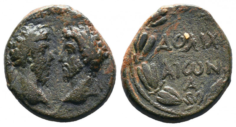 COMMAGENE. Doliche. Marcus Aurelius with Lucius Verus (161-180). Ae.
Obv: Laure...