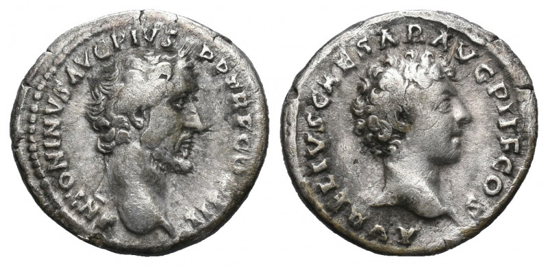 Antoninus Pius and Marcus Aurelius as Caesar, AD 140, Silver Denarius . Struck a...