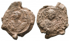 Byzantine Lead Seals, 7th - 13th Centuries.

Weight: 10,83 gr
Diameter: 21 mm