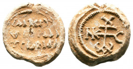 Byzantine Lead Seals, 7th - 13th Centuries.

Weight:9,37 gr
Diameter:19 mm