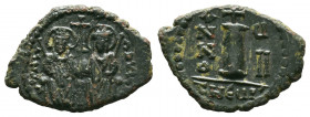 Justin II , with Sophia (565-578 AD). AE Half Follis.

Weight:3,26 gr
Diameter: 18 mm