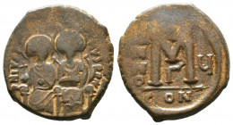 Justin II , with Sophia (565-578 AD). AE Follis.

Weight:13,76 gr
Diameter: 27 mm