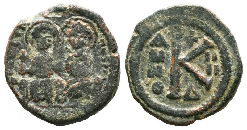 Justin II , with Sophia (565-578 AD). AE Half Follis.

Weight:7,80 gr
Diamete...