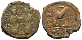 Justin II , with Sophia (565-578 AD). AE Half Follis.

Weight: 12,45 gr
Diameter:29 mm