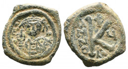Mauricius Tiberius (582-602 AD). AE Half Follis.

Weight:7,55 gr
Diameter:20 mm